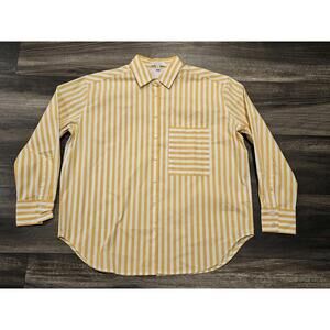 AYR The Deep End Shirt Womens M Oversized Orange Stripe Button Long Sleeve